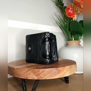 CHANEL Vintage Black Quilted Lambskin Leather Cambon Ligne Compact Wallet W/ COA